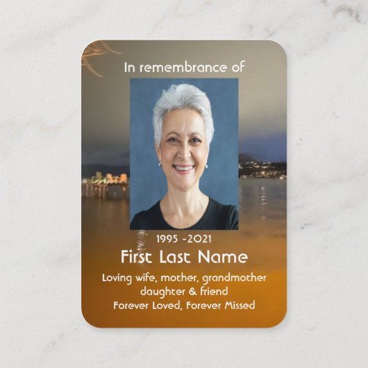 Memorial Photo Prayer Dawn Morning Lake Beach Dock Visitekaartje (Achterkant)