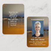 Memorial Photo Prayer Dawn Morning Lake Beach Dock Visitekaartje (Voorkant / Achterkant)