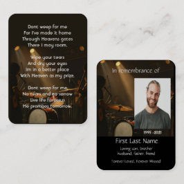 Memorial Photo Prayer Drummer Drums Band Christeli Visitekaartje