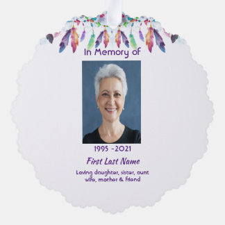 Memorial Photo Prayer Feathers Boho Tribal Native Ornament Kaart