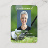 Memorial Photo Prayer Golfer Golf Course Golfing Visitekaartje (Achterkant)