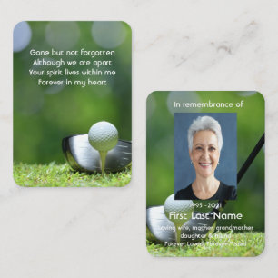 Memorial Photo Prayer Golfer Golf Course Golfing Visitekaartje
