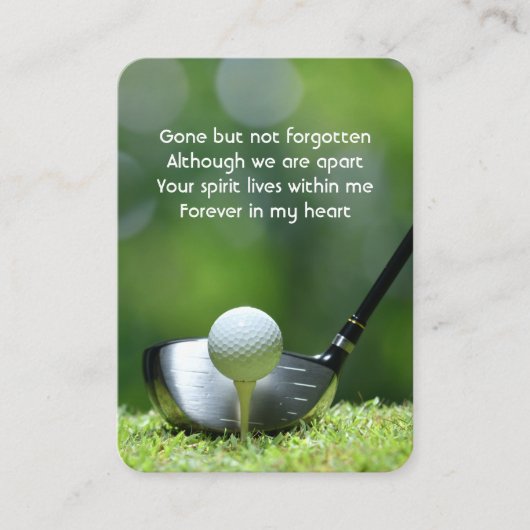 Memorial Photo Prayer Golfer Golf Course Golfing Visitekaartje (Voorkant)