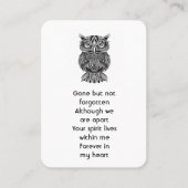 Memorial Photo Prayer Graphic Owl Bird Visitekaartje (Voorkant)