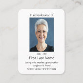 Memorial Photo Prayer Graphic Owl Bird Visitekaartje (Achterkant)