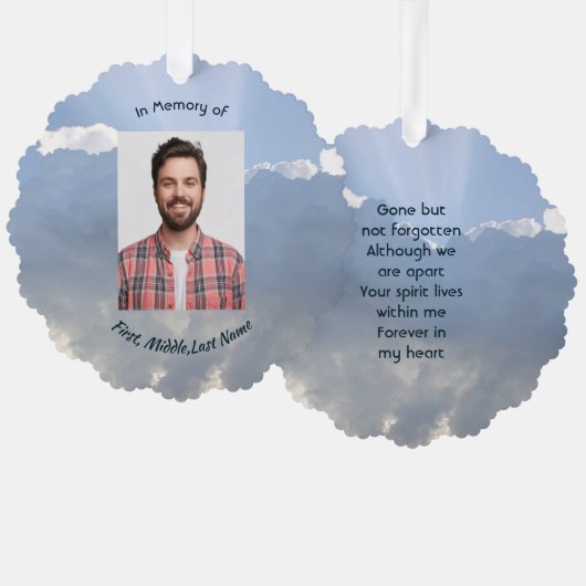 Memorial Photo Prayer Heavenly Sky Ornament Kaart (Voorkant / Achterkant)