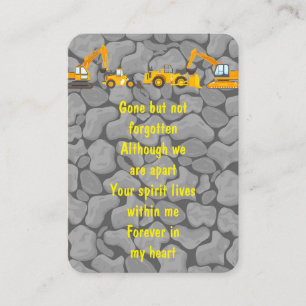 Memorial Photo Prayer Heavy Equipment Construction Visitekaartje