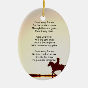 Memorial Photo Prayer Horse Back Riding Keramisch Ornament
