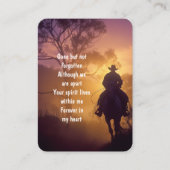 Memorial Photo Prayer Horse Back Riding Visitekaartje (Voorkant)