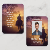 Memorial Photo Prayer Horse Back Riding Visitekaartje (Voorkant / Achterkant)