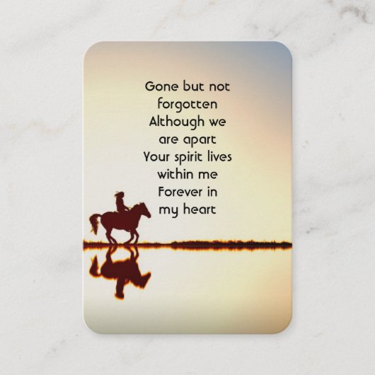 Memorial Photo Prayer Horse Back Riding Visitekaartje (Voorkant)