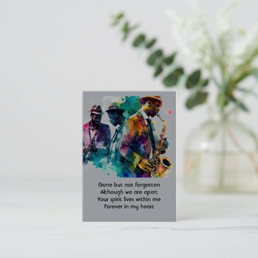 Memorial Photo Prayer Jazz Band Muziek Visitekaartje (Staand voorkant)