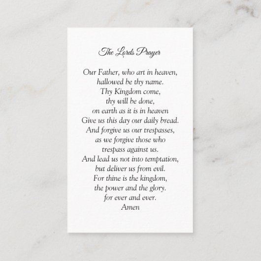 Memorial Photo Prayer Kaart | De gebeden van de He Visitekaartje (Achterkant)