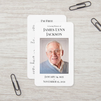 Memorial Photo Prayer Kaart - Ik ben vrij Visitekaartje