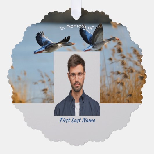 Memorial Photo Prayer Lake Geese Birds Ornament Kaart (Voorkant)