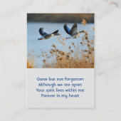 Memorial Photo Prayer Lake Geese Birds Visitekaartje (Achterkant)