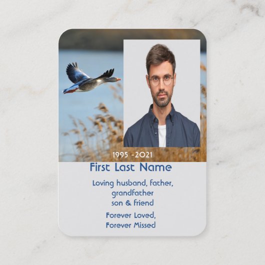 Memorial Photo Prayer Lake Geese Birds Visitekaartje (Achterkant)