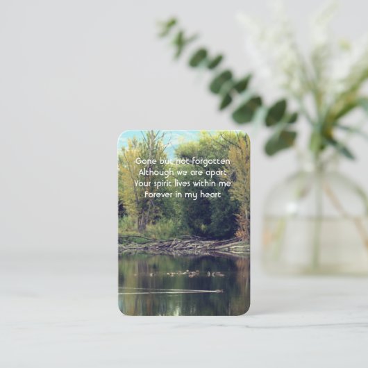 Memorial Photo Prayer Lake Pond Park Ducks Water Visitekaartje (Staand voorkant)