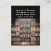 Memorial Photo Prayer Library Books Reading Visitekaartje (Voorkant)