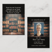 Memorial Photo Prayer Library Books Reading Visitekaartje (Voorkant / Achterkant)