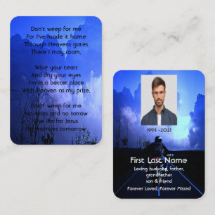 Memorial Photo Prayer Motorcycle Biker Christelijk Visitekaartje