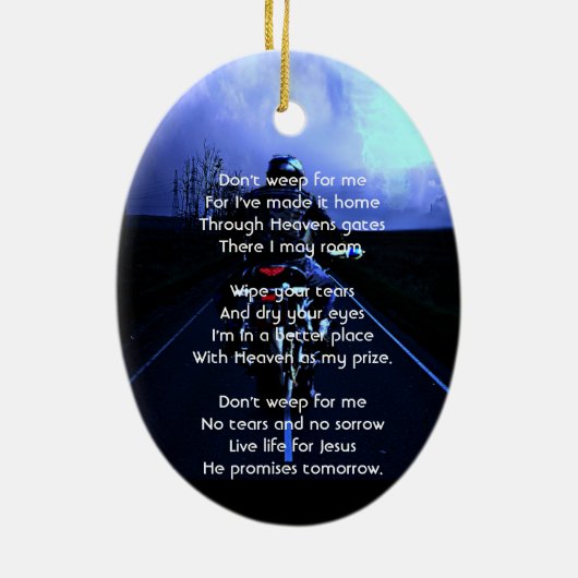 Memorial Photo Prayer Motorcycle Biker Keramisch Ornament (Achterkant)