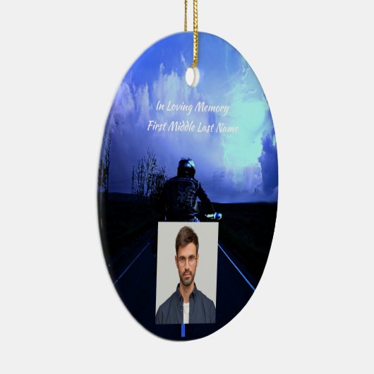 Memorial Photo Prayer Motorcycle Biker Keramisch Ornament (Rechts)