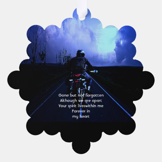 Memorial Photo Prayer Motorcycle Biker Ornament Kaart (Achterkant)