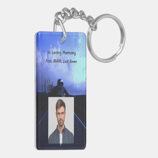 Memorial Photo Prayer Motorcycle Biker Sleutelhanger (Achterkant Links)