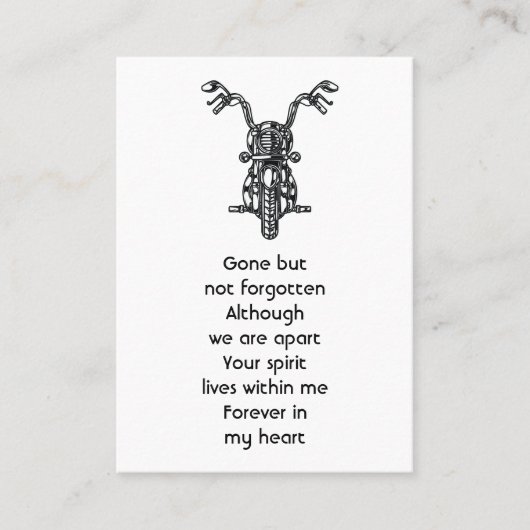 Memorial Photo Prayer Motorcycle Biker Visitekaartje (Voorkant)