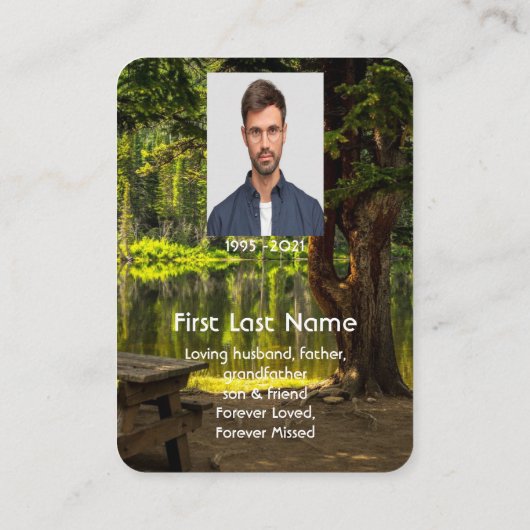 Memorial Photo Prayer Park Schilderachtig meer Cam Visitekaartje (Achterkant)