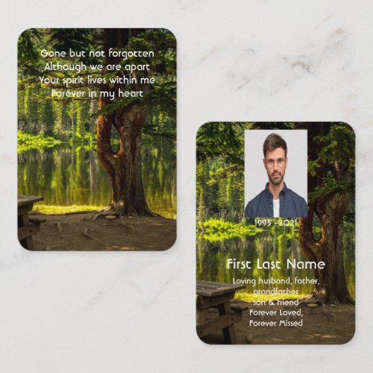 Memorial Photo Prayer Park Schilderachtig meer Cam Visitekaartje (Voorkant / Achterkant)