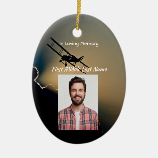 Memorial Photo Prayer Pilot Airplane Flying Keramisch Ornament (Voorkant)
