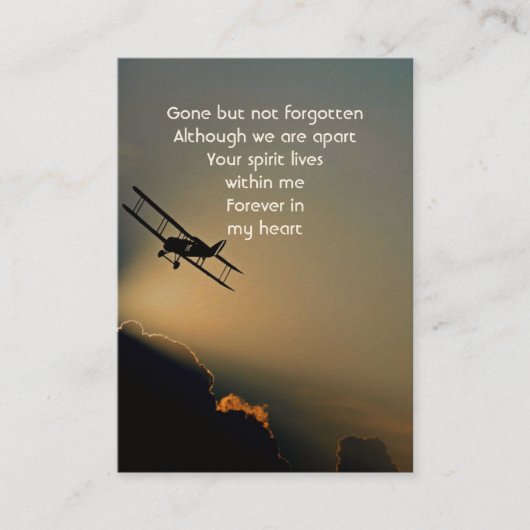 Memorial Photo Prayer Pilot Airplane Flying Visitekaartje (Voorkant)