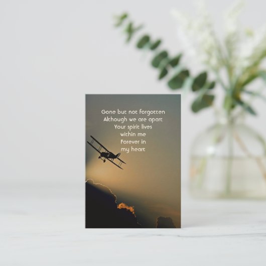 Memorial Photo Prayer Pilot Airplane Flying Visitekaartje (Staand voorkant)