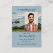 Memorial Photo Prayer Pilot Helikopter Flying Visitekaartje (Achterkant)