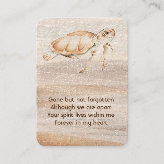 Memorial Photo Prayer Sandy Beach Zee Turtle Visitekaartje (Voorkant)