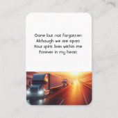 Memorial Photo Prayer Semi-Truck Tractor-trailer Visitekaartje (Voorkant)