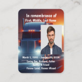 Memorial Photo Prayer Semi-Truck Tractor Visitekaartje (Achterkant)