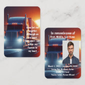 Memorial Photo Prayer Semi-Truck Tractor Visitekaartje (Voorkant / Achterkant)