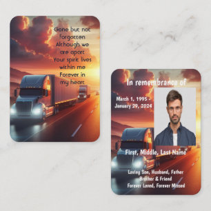 Memorial Photo Prayer Semi-Truck Tractor Visitekaartje