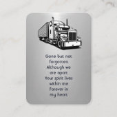 Memorial Photo Prayer Semi-Truck Tractor Visitekaartje (Voorkant)