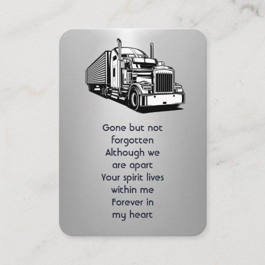 Memorial Photo Prayer Semi-Truck Tractor Visitekaartje (Voorkant)