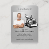 Memorial Photo Prayer Semi-Truck Tractor Visitekaartje (Achterkant)