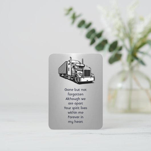 Memorial Photo Prayer Semi-Truck Tractor Visitekaartje (Staand voorkant)