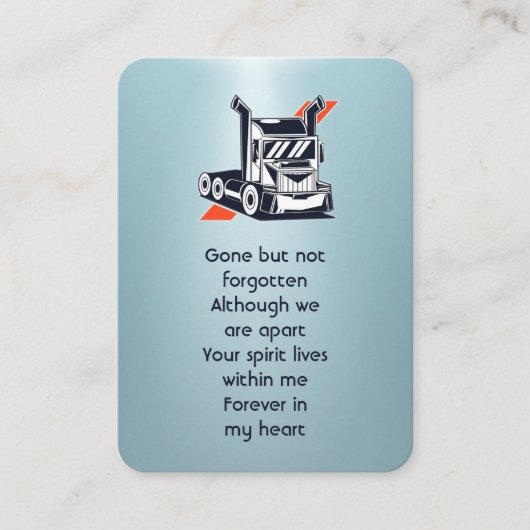 Memorial Photo Prayer Semi-Truck Tractor Visitekaartje (Voorkant)