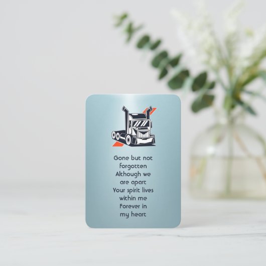 Memorial Photo Prayer Semi-Truck Tractor Visitekaartje (Staand voorkant)