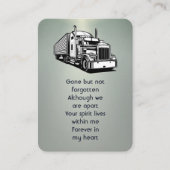 Memorial Photo Prayer Semi-Truck Tractor Visitekaartje (Voorkant)