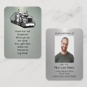 Memorial Photo Prayer Semi-Truck Tractor Visitekaartje (Voorkant / Achterkant)
