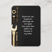Memorial Photo Prayer Tools Mechanic Visitekaartje (Voorkant)